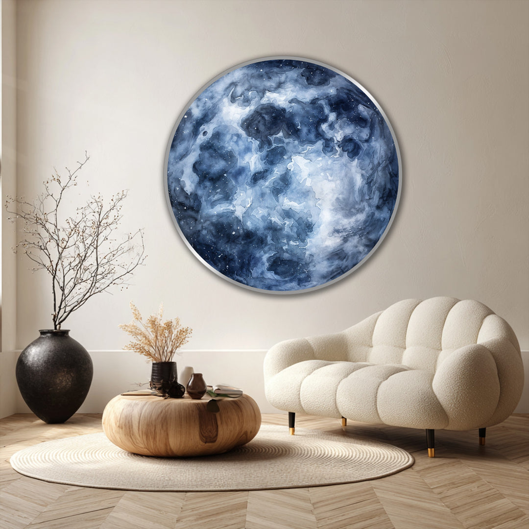 modern blue abstract round art
