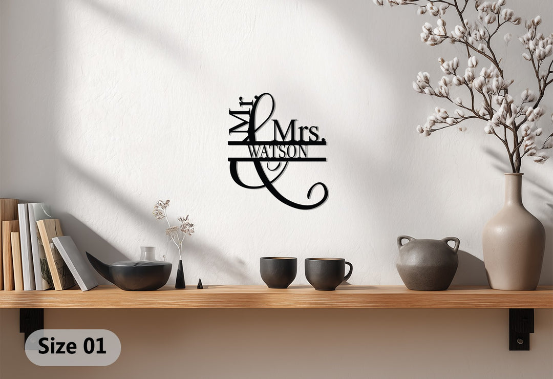 Mr. & Mrs. Brooks – Personalized Couple Name Metal Wall Art