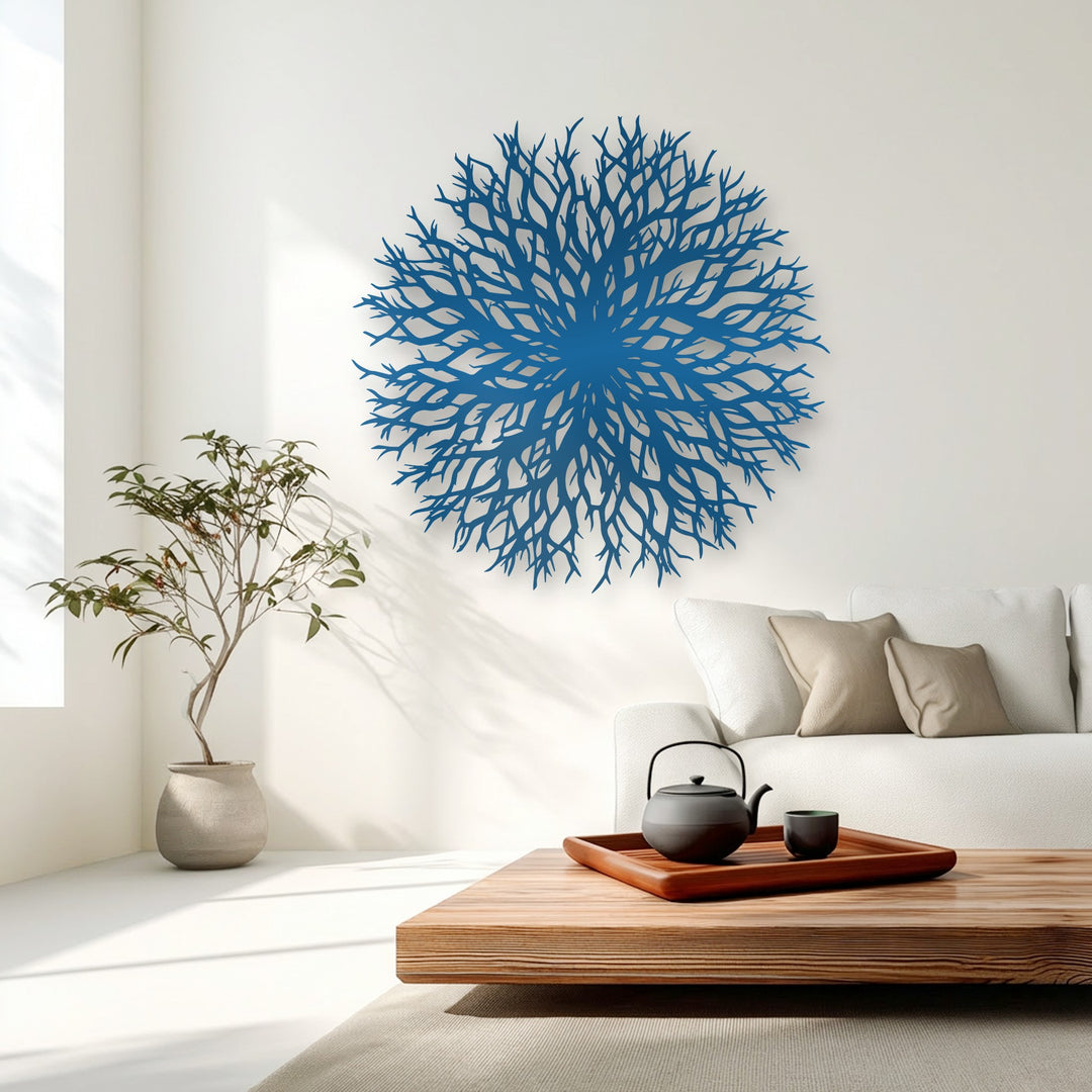 Abstract Branch Burst Metal Wall Art – Organic Radial Design Decor