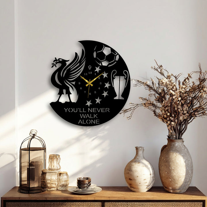 Crafted with precision, this victory spirit metal wall clock showcases durable metal wall decor in a unique football fan design.