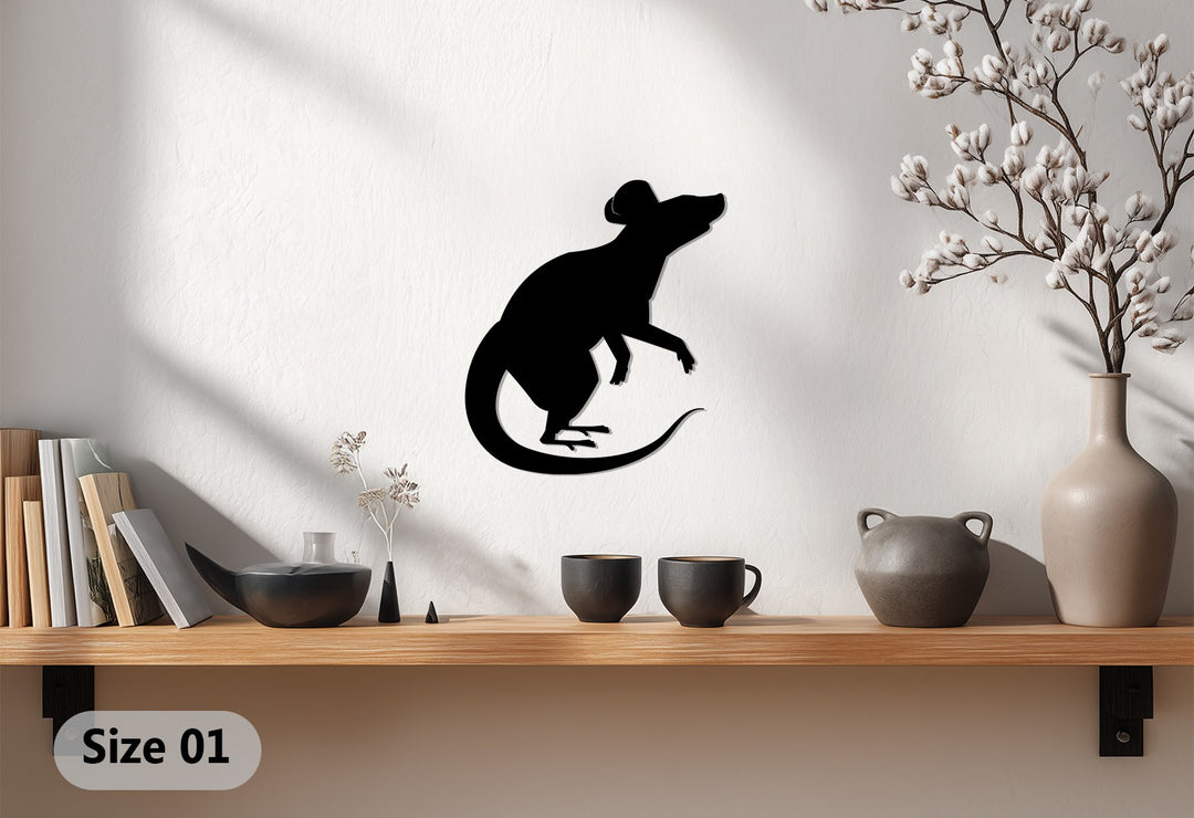 Rat Metal Wall Art – Modern Animal Silhouette Décor