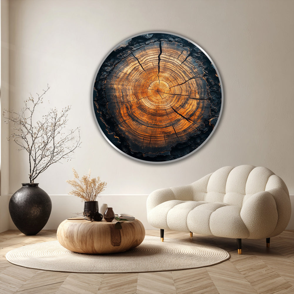 Transitional gradients of amber and charcoal highlight the rustic texture within this eternal rings oil painting home decor, bringing an organic and powerful essence.