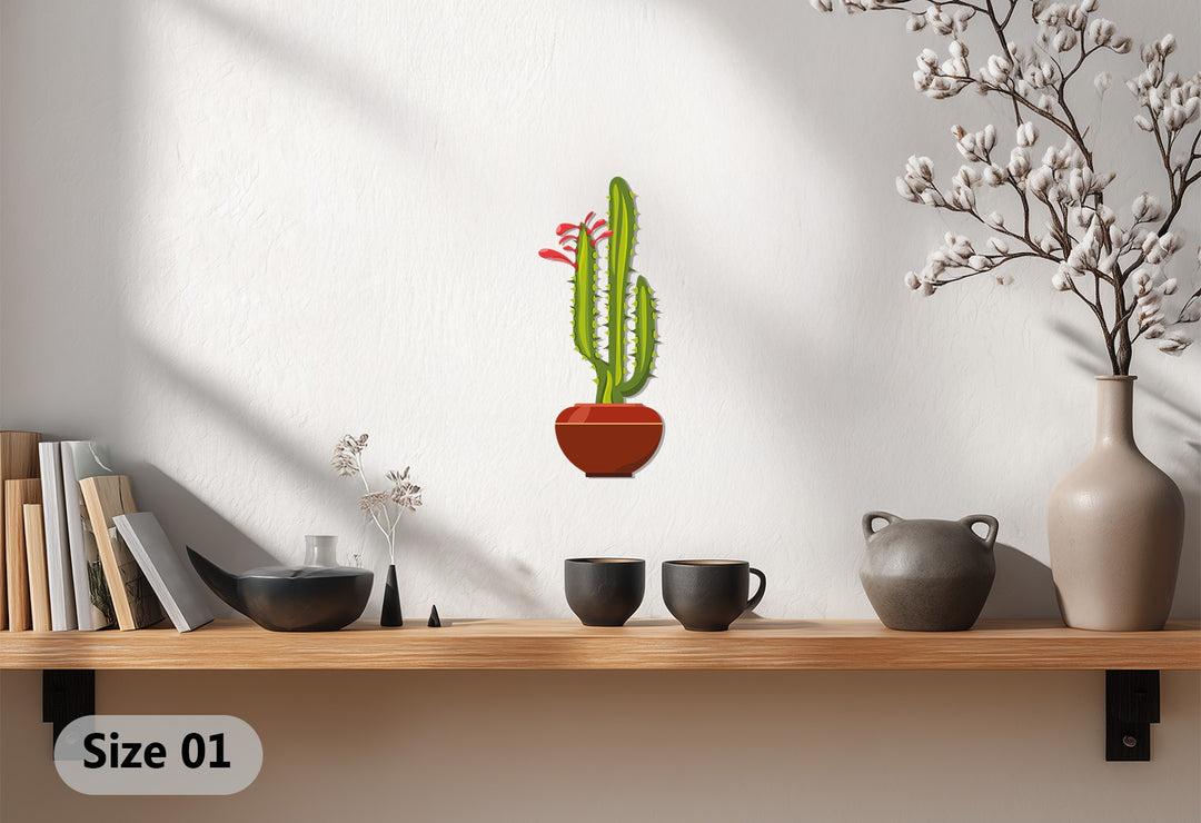 Twin Column Cactus Metal Wall Art – Modern Desert Botanical Wall Decor