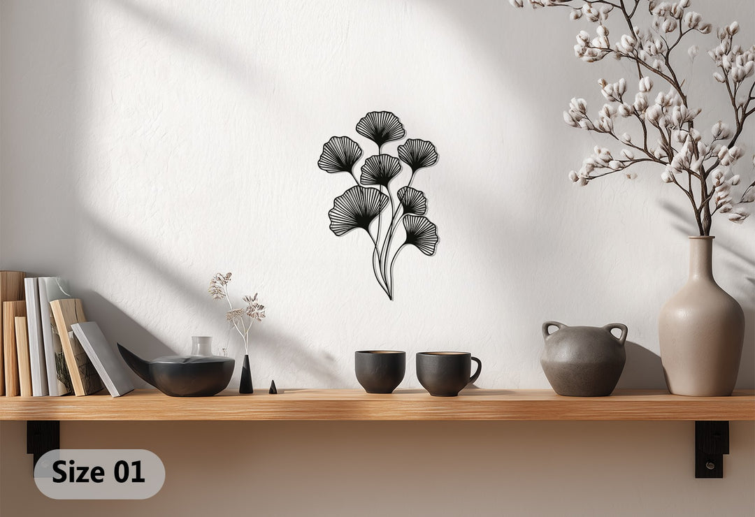 Floral Metal Wall Art – Black Modern Botanical Wall Sculpture