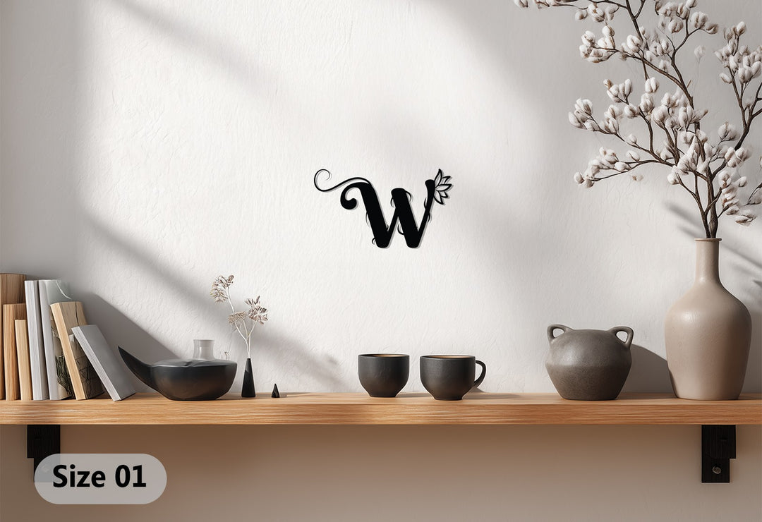 Floral Vine Letter Metal Wall Art – Elegant Botanical Monogram