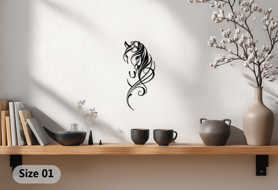 Graceful Horse Silhouette Metal Wall Art – Elegant Equine Line Design