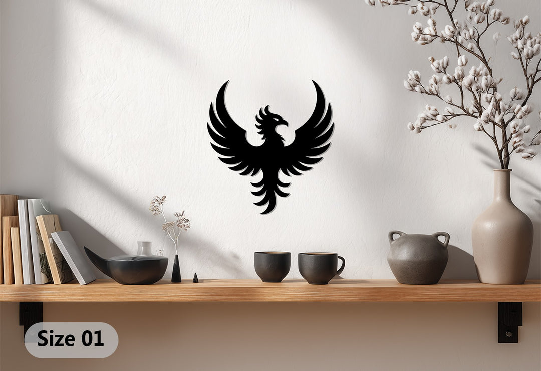Phoenix Rising Metal Wall Art – Symbol of Strength