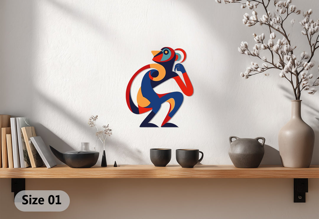 Playful Abstract Monkey Metal Wall Art – Colorful Modern Animal Decor