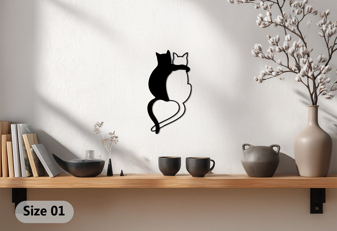 Loving Cats Silhouette – Minimalist Metal Wall Art