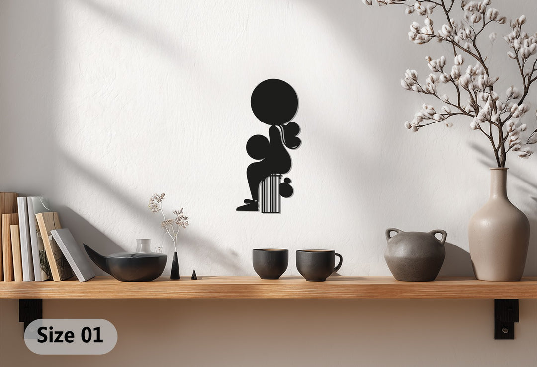 Sitting Woman Silhouette Metal Wall Art – Black Wall Sculpture