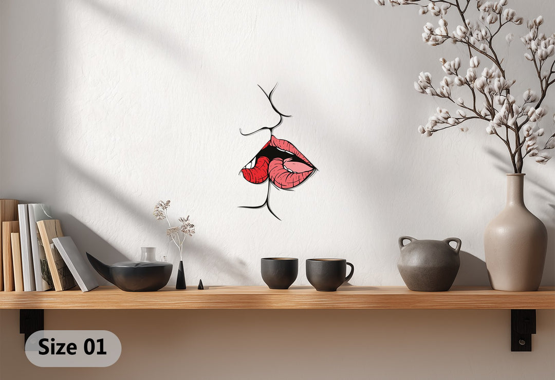 Lips Kiss Metal Wall Art – Sensual Modern Romantic Home Decor