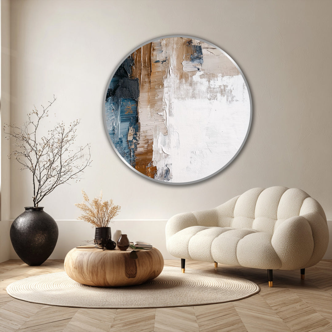 Tierra y horizonte: círculo abstracto texturizado Cuadro al óleo