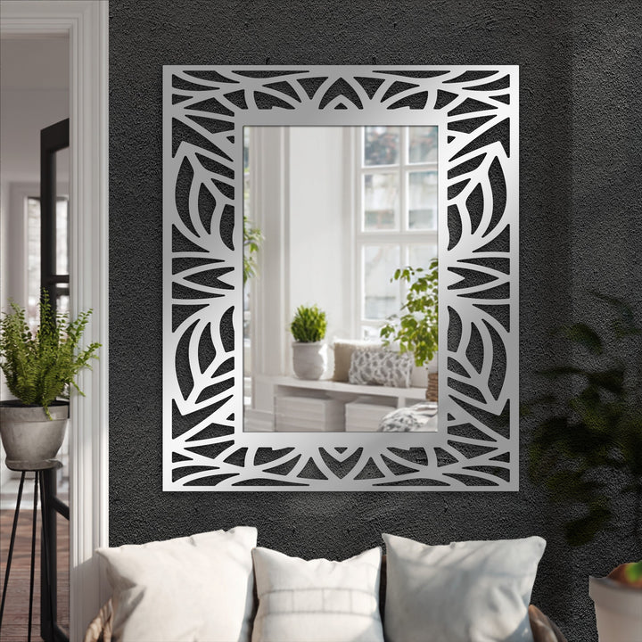 Crafted with quality black metal, this tropical leaf silhouette frame floor mirror offers a sophisticated way of decorating with wall mirrors in modern homes.