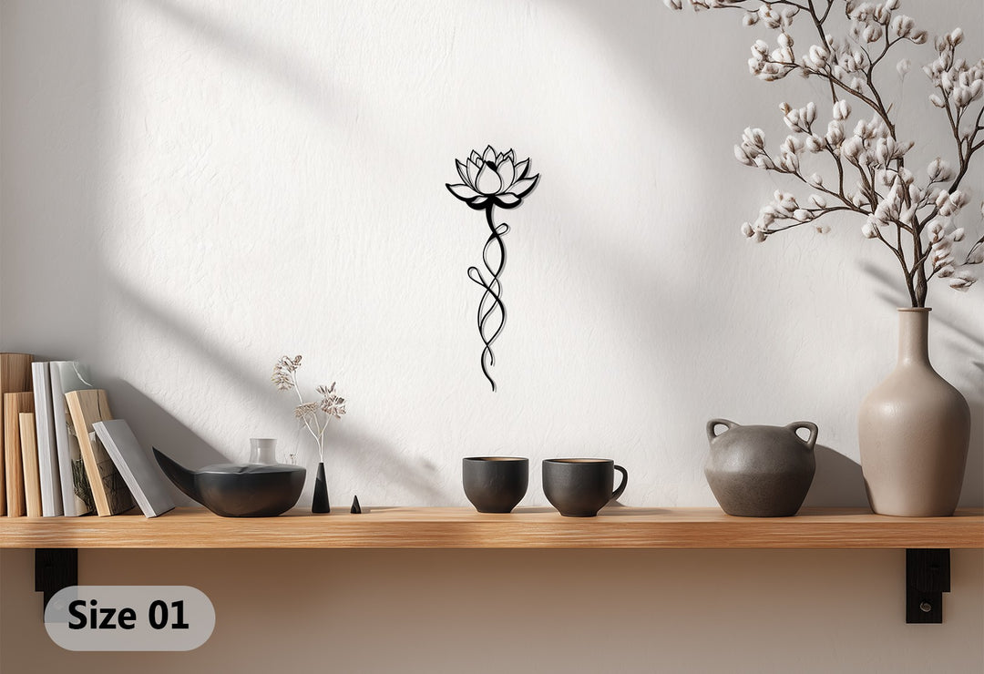 Elegant Lotus Metal Wall Art – Minimalist Floral Symbol of Harmony