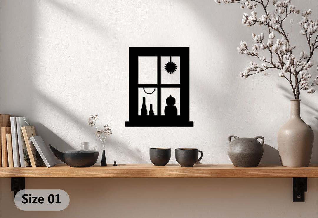 Square Window Metal Wall Art – Modern Silhouette Home Decor