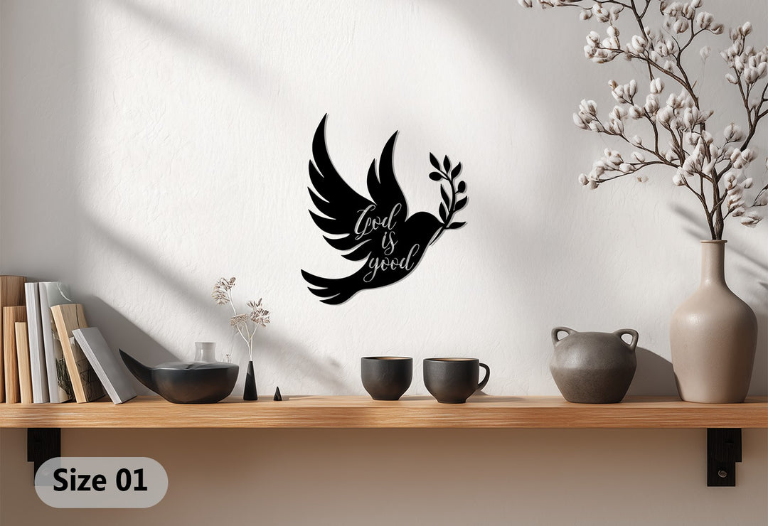 God Is Good Dove Metal Wall Art – Faith-Inspired Home Decor