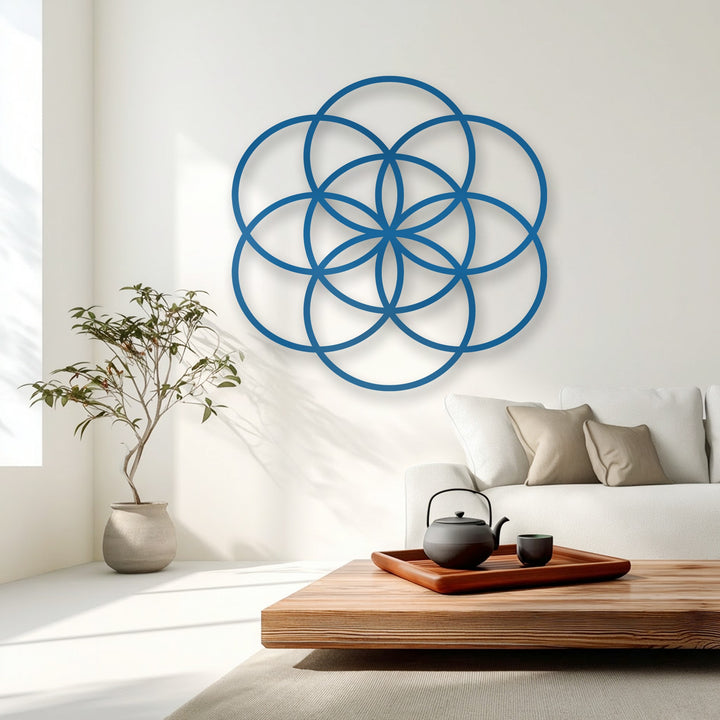 The Sacred Balance Flower of Life geometric metal wall decor showcases its superb material quality through its intricate, precision-cut design.
