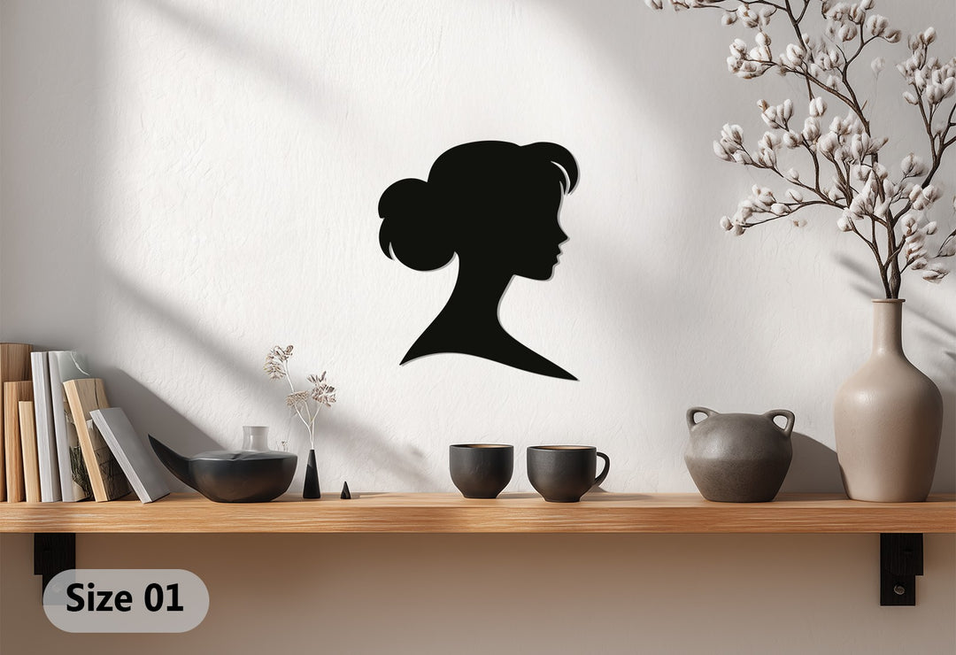 Woman Silhouette Metal Wall Art – Black Modern Wall Sculpture