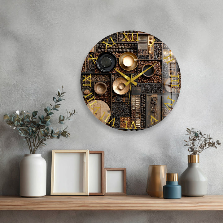 Kaffeebohnen-Glas-Wanduhr – rustikale Kaffee-Bar-Dekoration