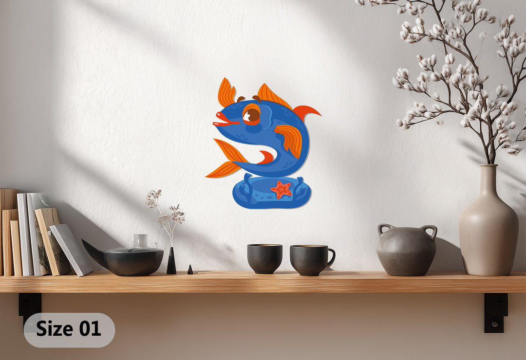 Playful Blue Fish Metal Wall Art – Vibrant Ocean-Inspired Home Decor