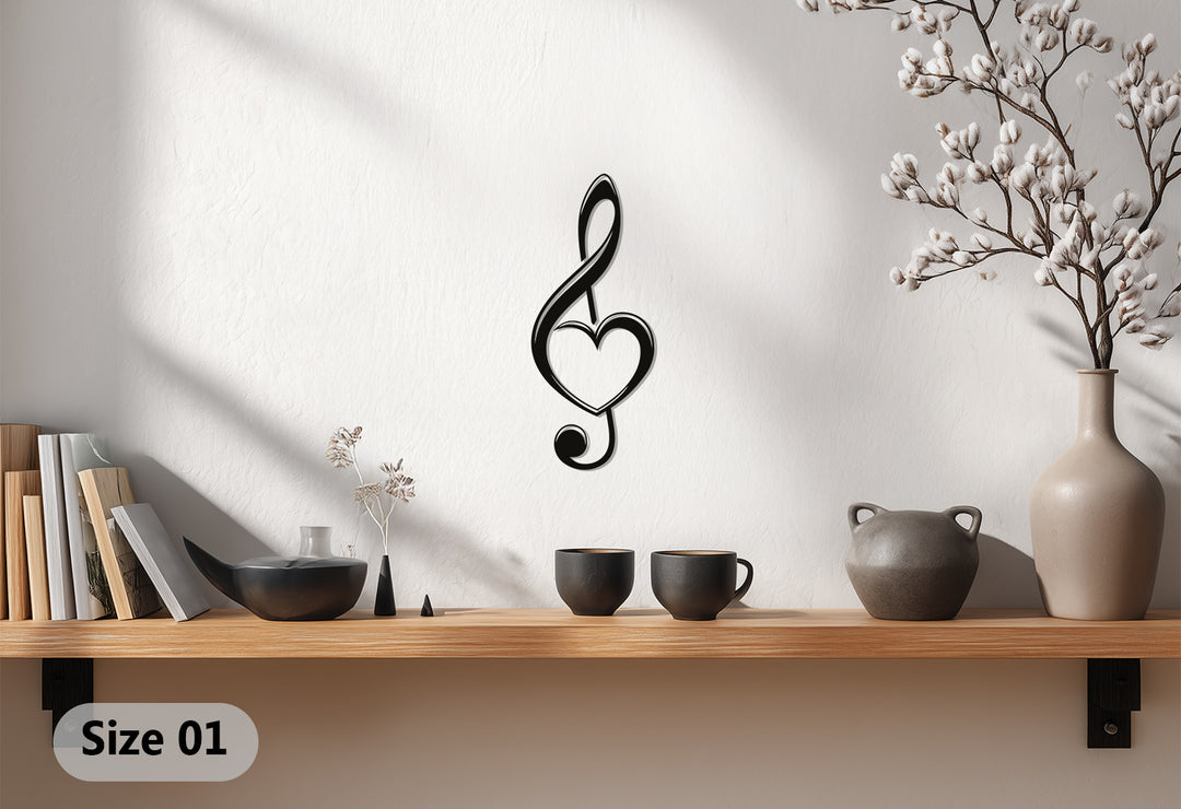 Heart Treble Clef Metal Wall Art – Musical Note Decor