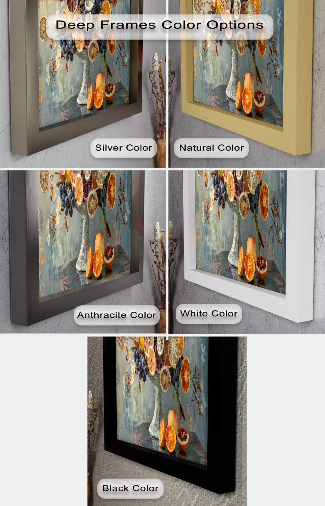 Grapes and Citrus Harmony – Decorative Still Life Food Painting