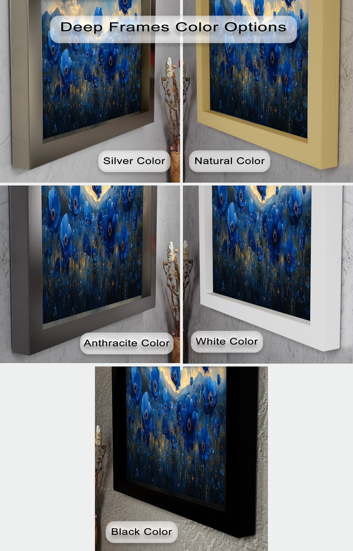 Blue Poppies Beneath a Twilight Sky - Flower Oil Painting