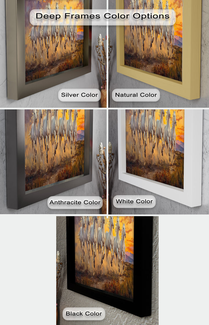 Run with the Sun – White Horses Oil Painting