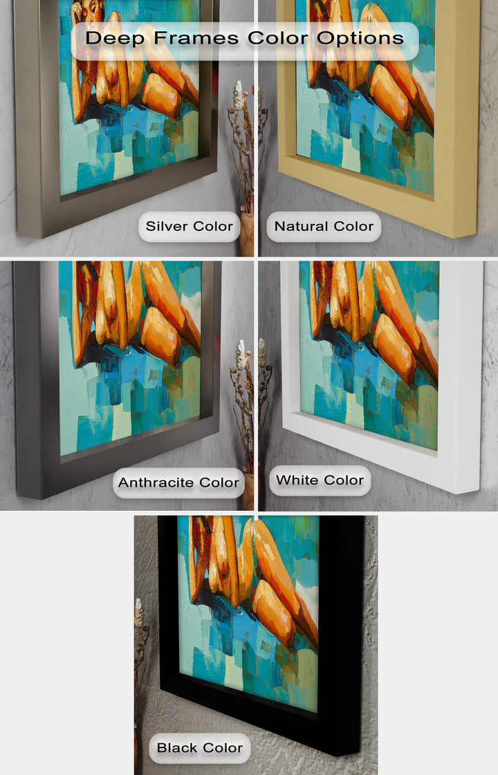Tropical Repose – Reclining Woman with Ocean Tones Oil Painting