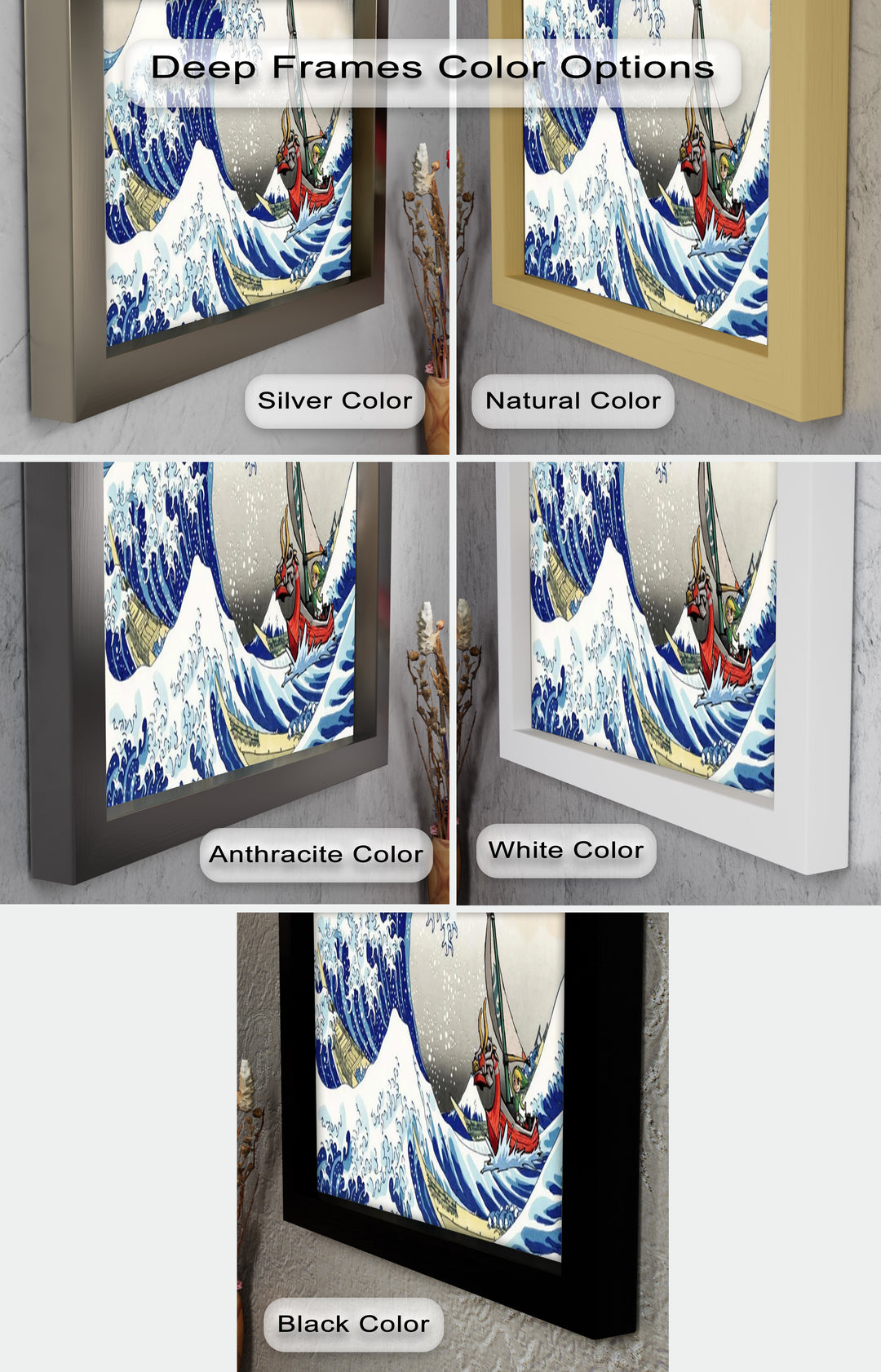 Hokusai Great Wave x Zelda Art – Japanisches Pop-Art-Ölgemälde
