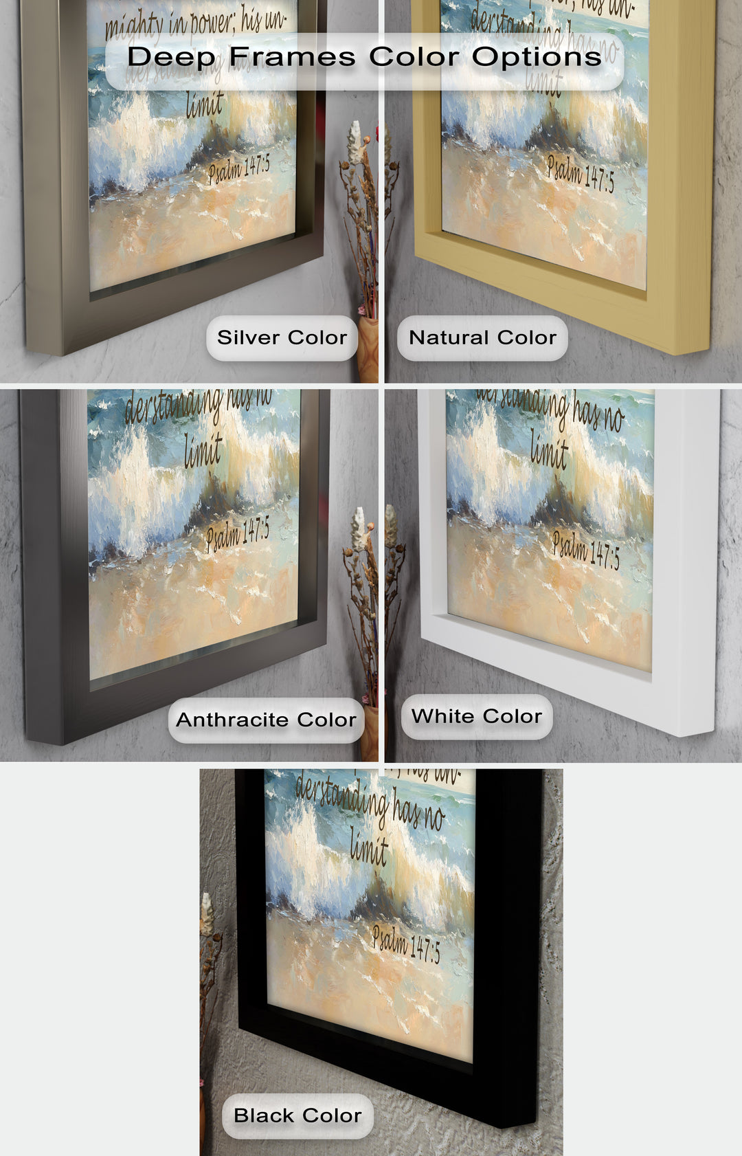 Psalm 147:5 – God's Power and Wisdom Bible Verse Oil Painting