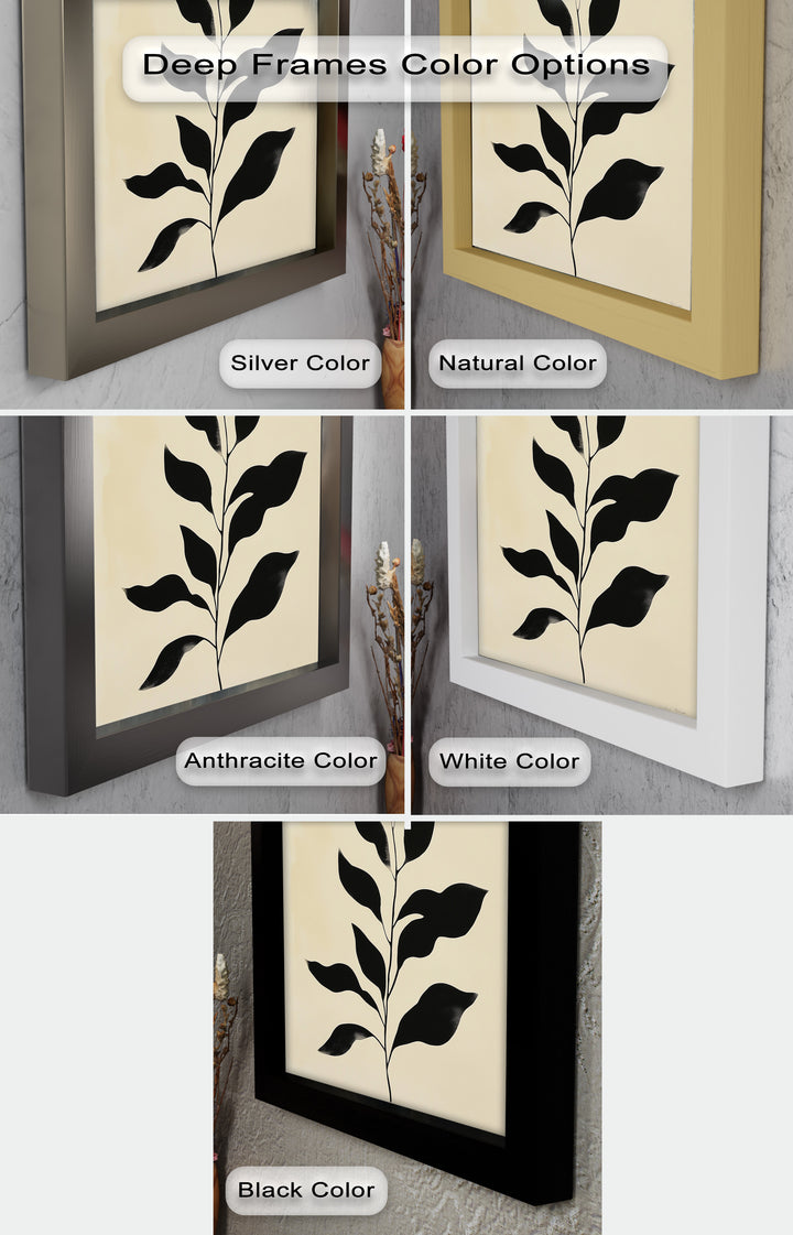Black Botanical Minimalism – Monochrome Oil Painting