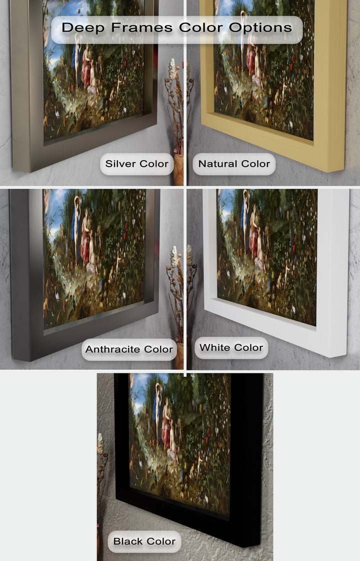 The Garden of Earthly Light – Mythological Forest Scene Oil Painting