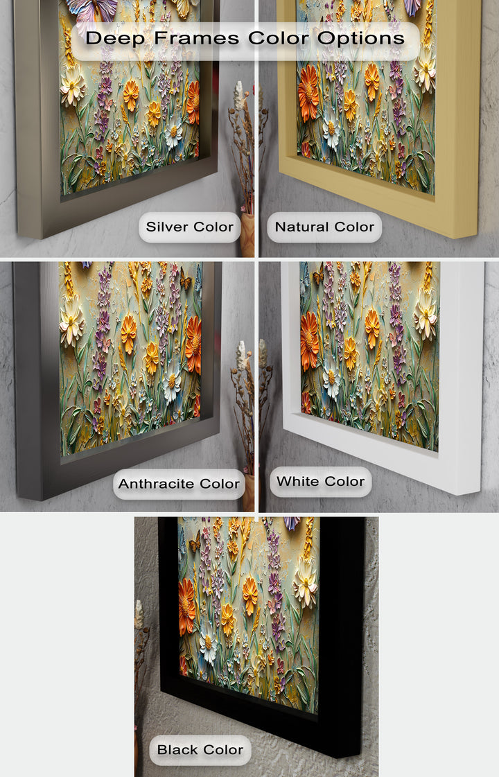 Abstract Floral Butterflies – Modern Oil Painting