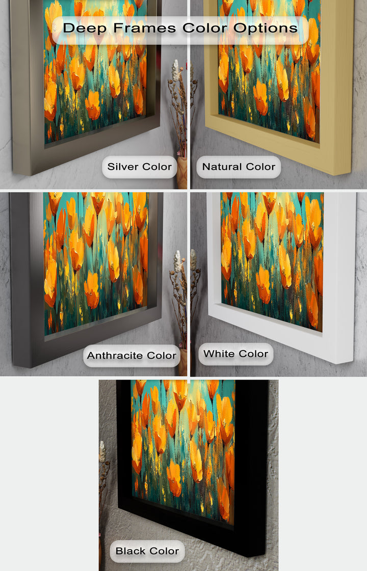 Leuchtend orangefarbene Mohnblumen-Wandkunst – Blumen-Ölgemälde
