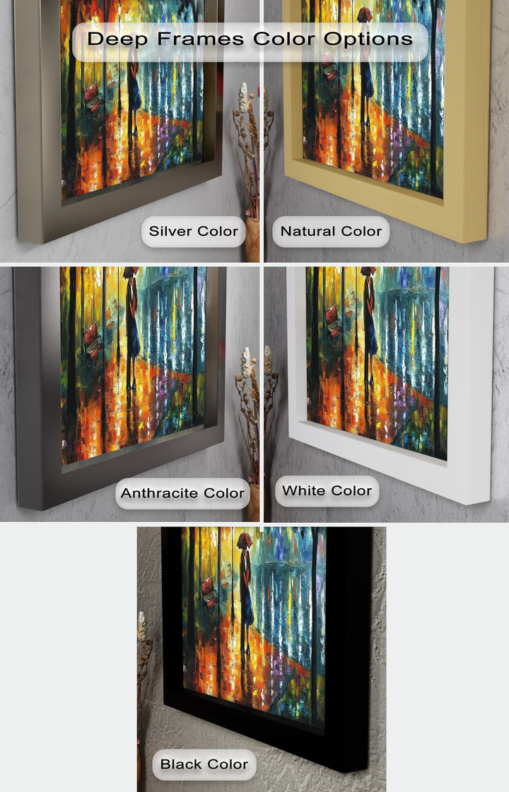 Golden Glow – Lovers Beneath the Umbrella Love Oil Painting