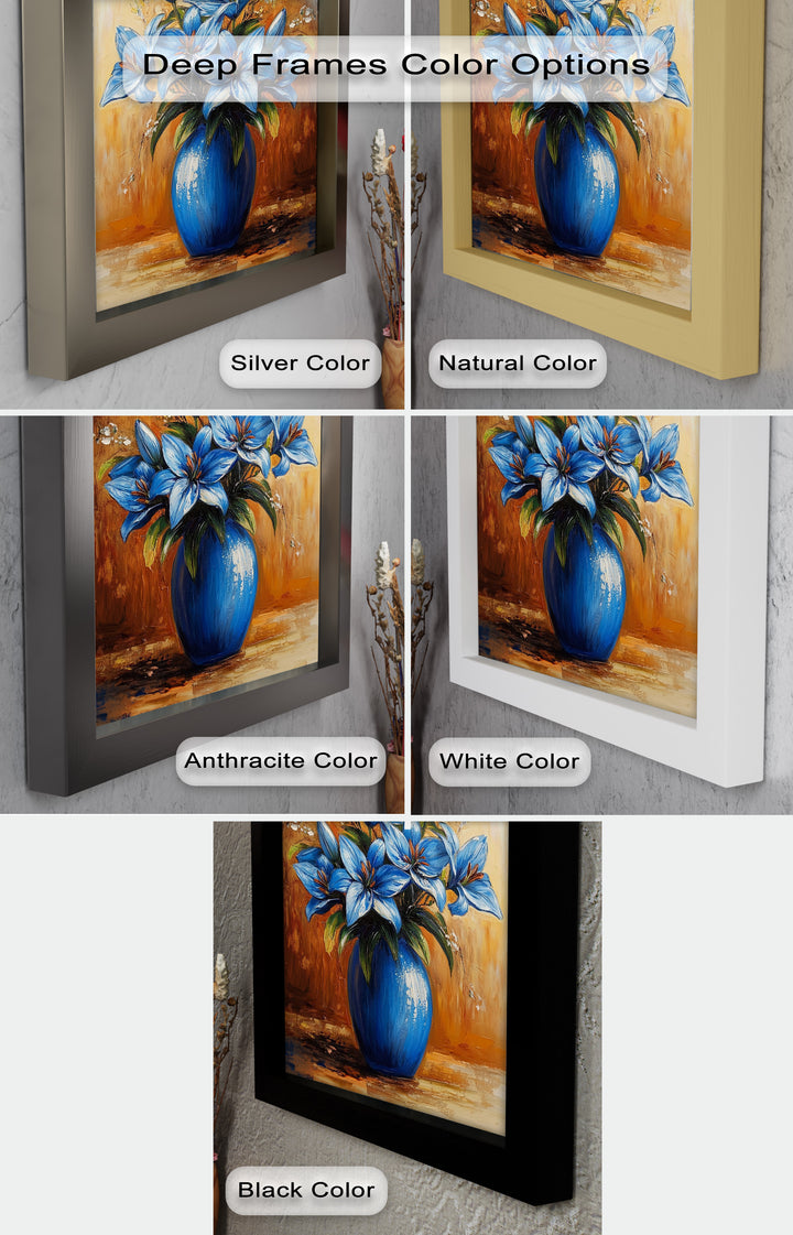 Azure Blossoms in a Blue Vase – Flower Oil Painting