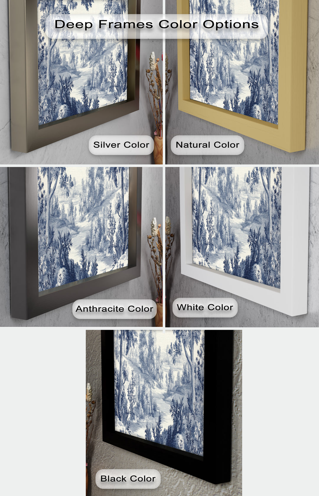Monochrome Forest Wall Art – Classic Landscape Oil Painting