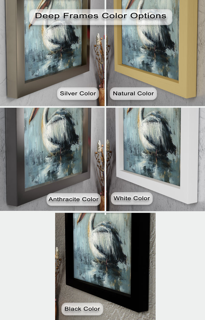 White Pelican Resting by the Water - Animal Oil Painting