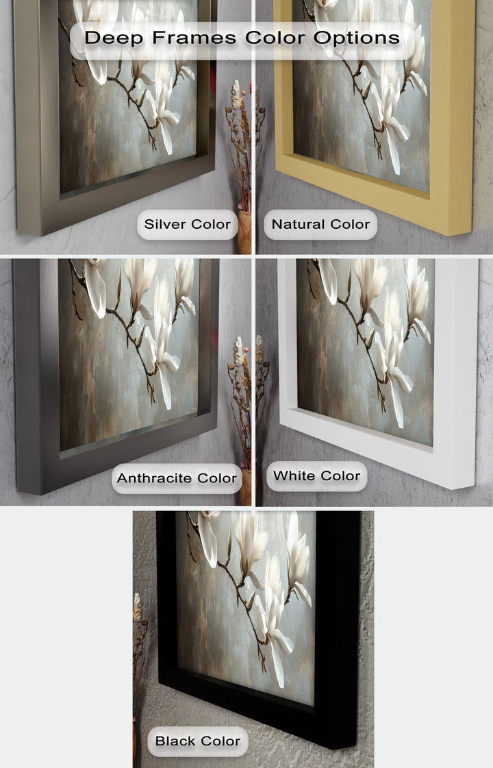 Magnolia Serenity – Cream Blossom Branch Flower Oil Painting