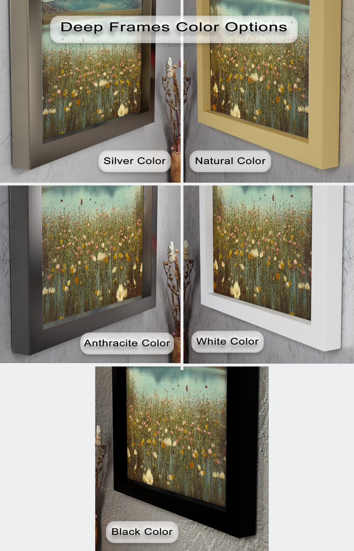 Butterfly Bloom by the Lake – Framed Oil Painting