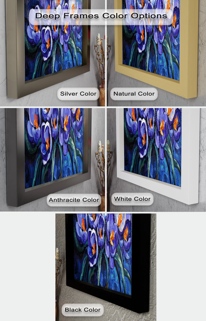 Crocus Flowers in Blue and Violet Hues - Flower Oil Painting