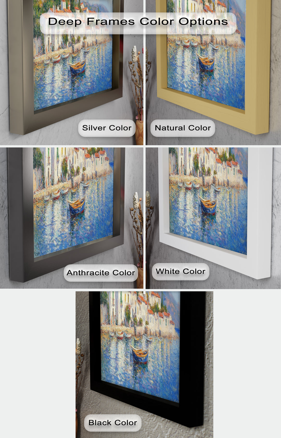 Sunlit Mediterranean Village – Coastal Impressionist Oil Painting