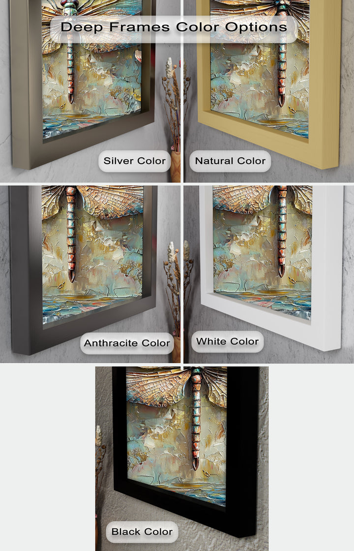 Floral Dragonfly – Framed Botanical Oil Painting
