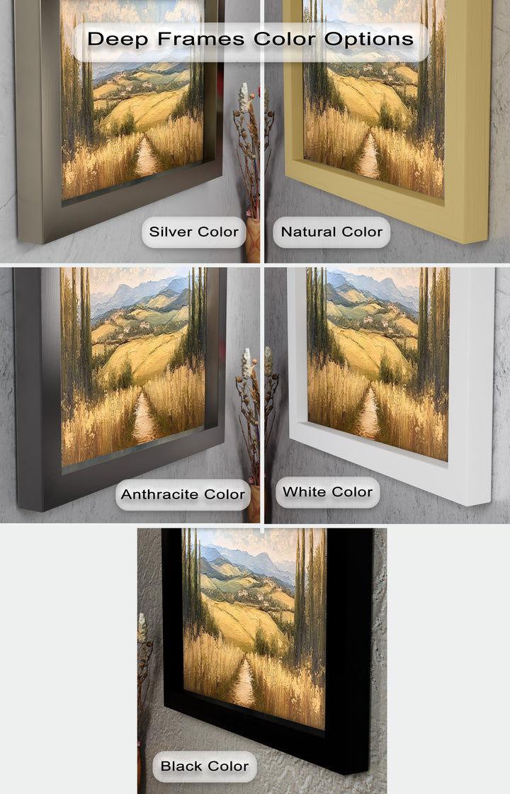 Vintage Aerial View – Scenic Countryside Oil Painting