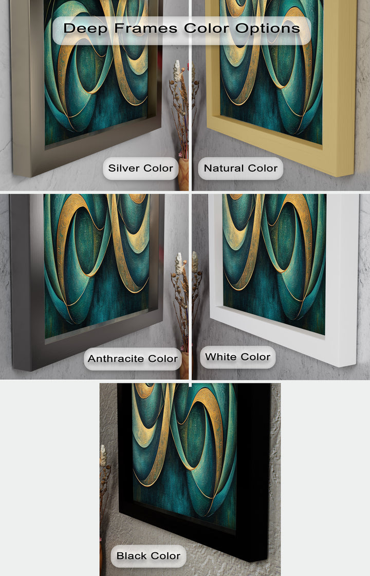 Infinity Loop Abstract – Teal & Gold Modern Oil Painting