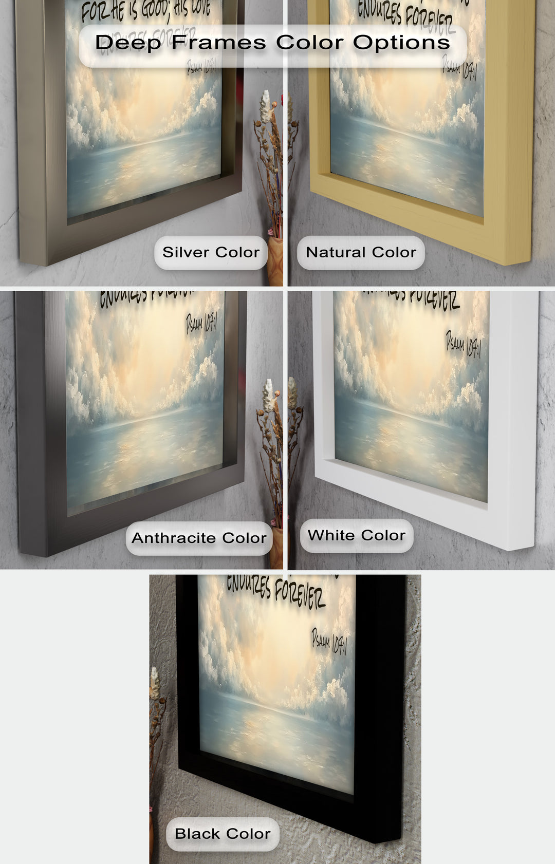 Psalm 107:1 – Give Thanks to Lord Bible Verse Oil Painting