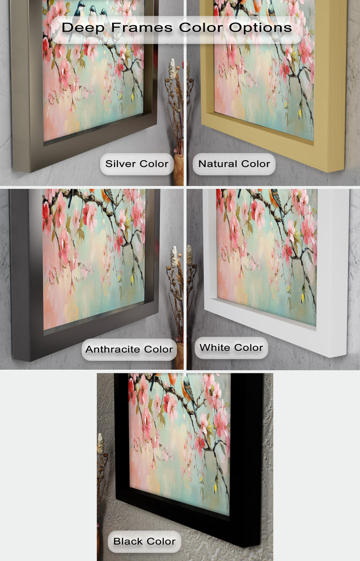 Three Birds Among Blossoms – Animal Oil Painting
