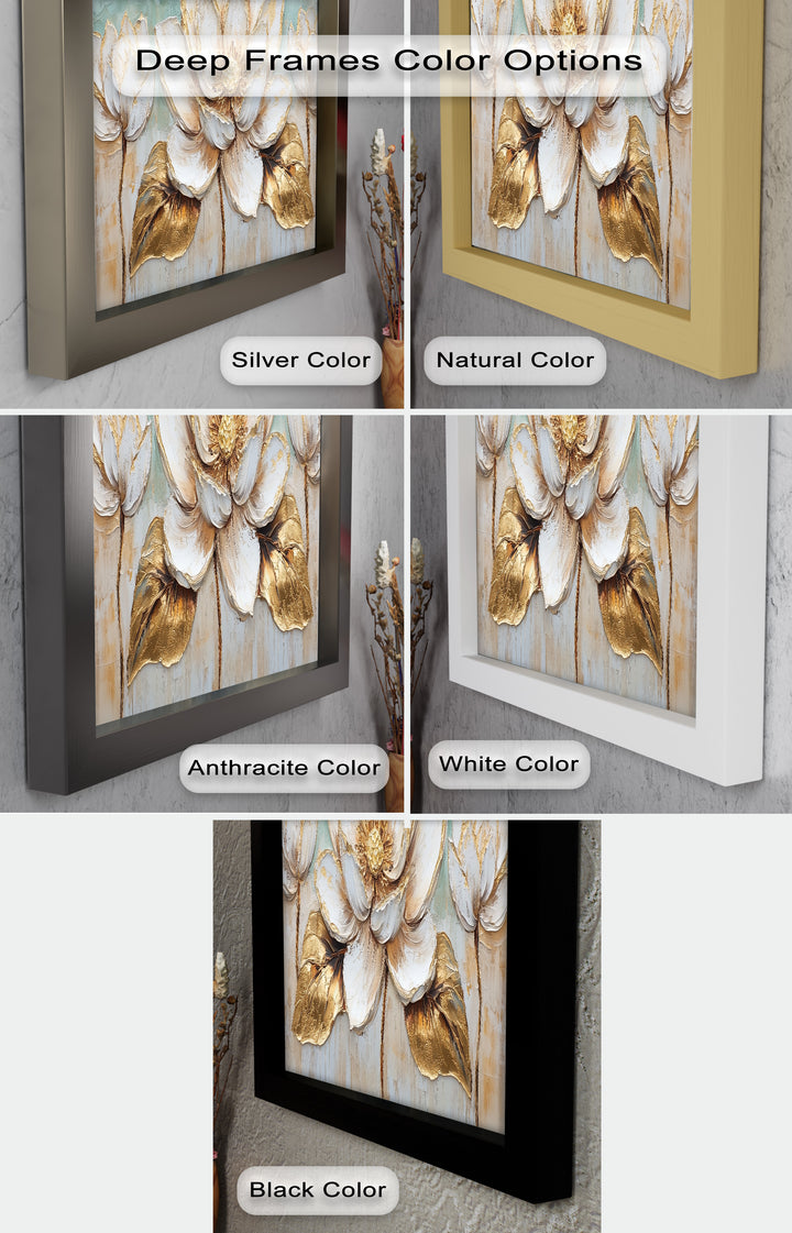 Golden Bloom Lotus – Floral Oil Painting