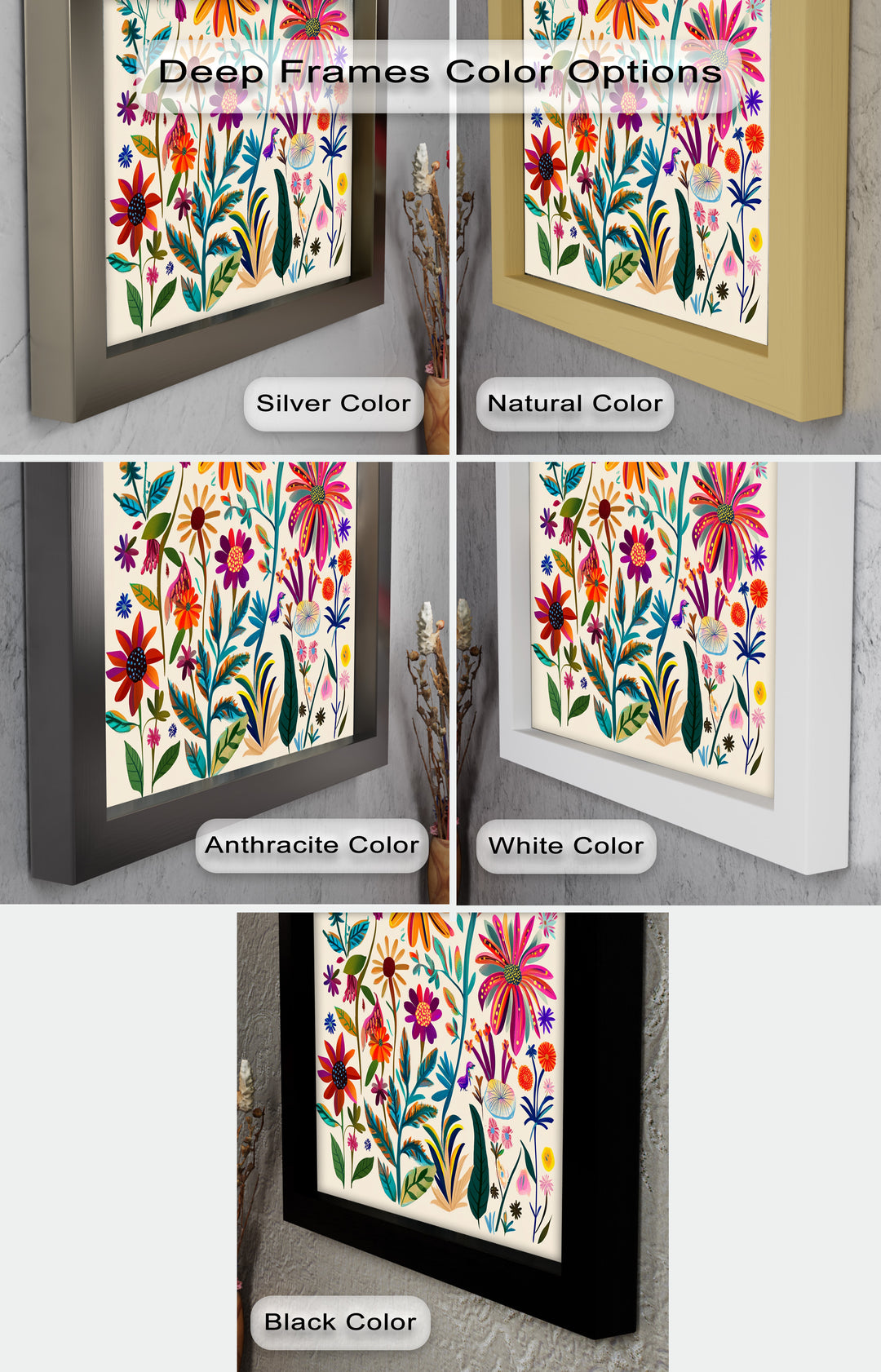 Wild Bloom Symphony – Vibrant Botanical Oil Painting